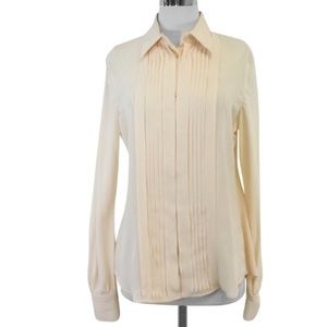 Madewell Creme Silk Long Sleeve Blouse XS